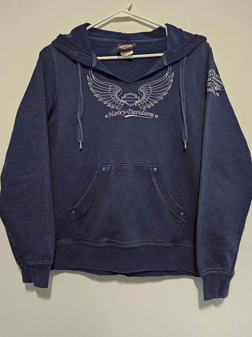 Harley-Davidson Navy Blue Pullover Hoodie with Winged Logo